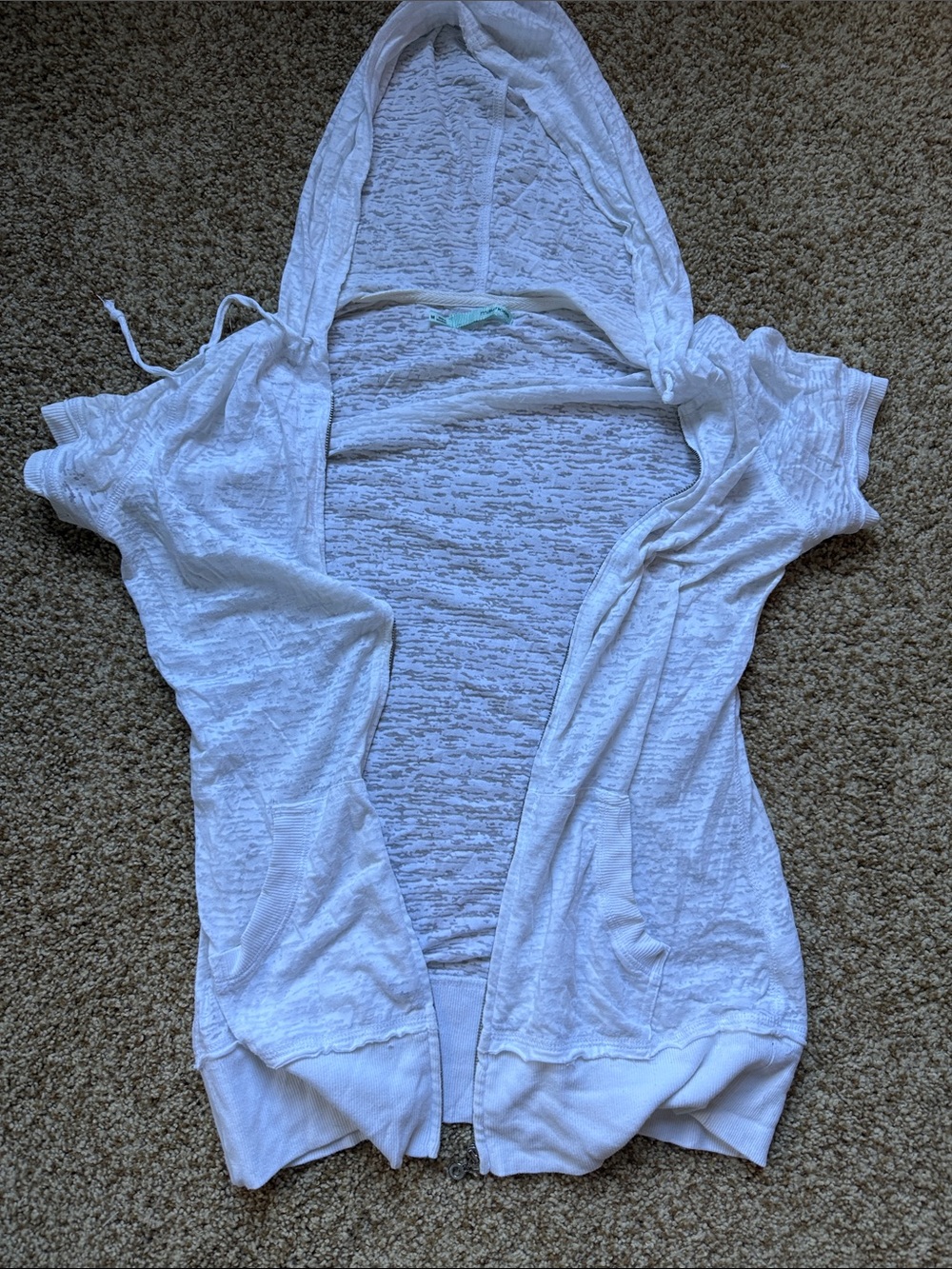 Maurice’s Lightweight White Hooded burnout style Cardigan